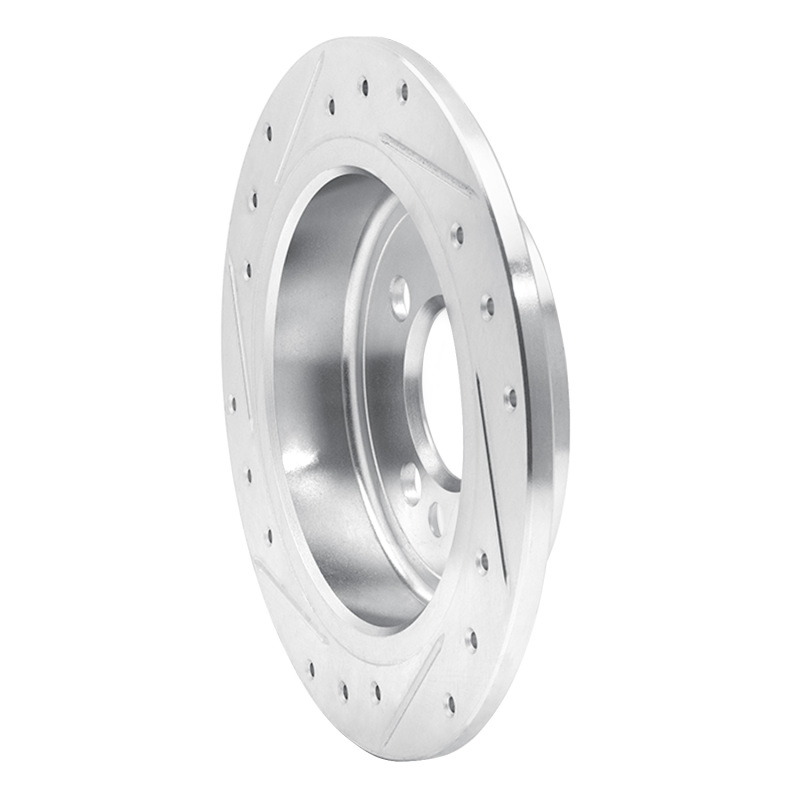 Mini Cooper Clubman Brake Rotor (1) - Rear Right - R1 Concepts - Drilled & Slotted - Silver - `02-`15
